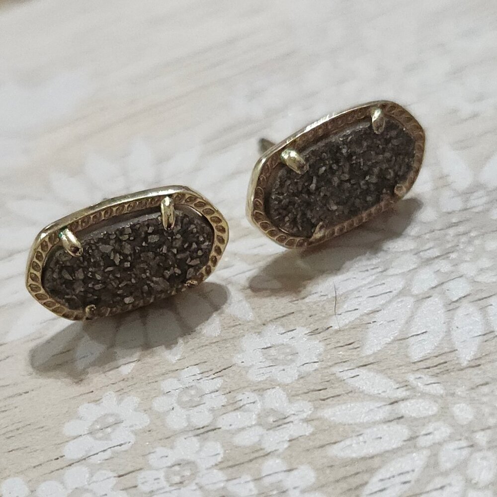 Kendra Scott Silver Drusy Gold Stud Earrings